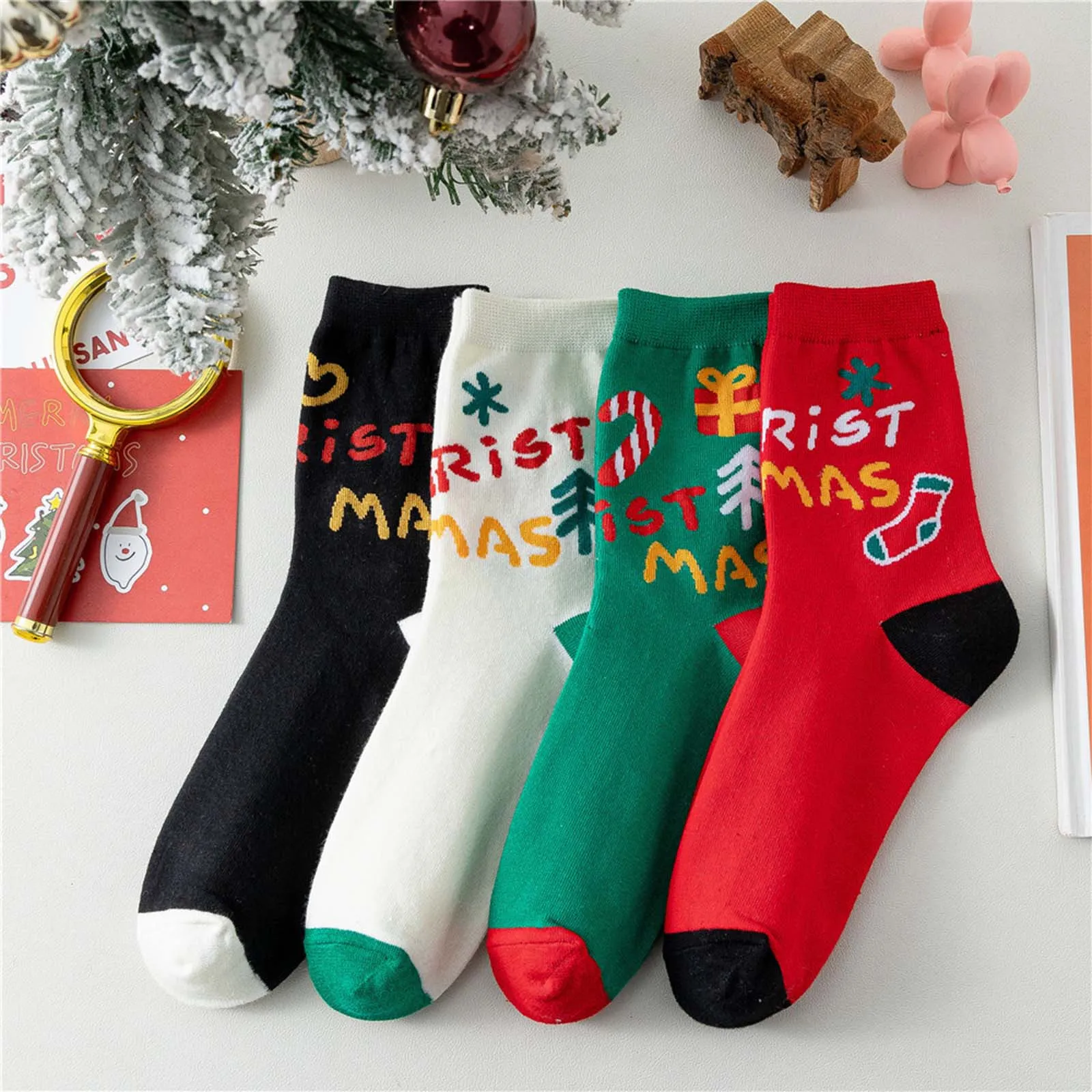 

2024 New Year Christmas Socks Women's Cartoon Cotton Funny Elk Snowman Santa Claus Woman Girls Socks Christmas Gift Socks