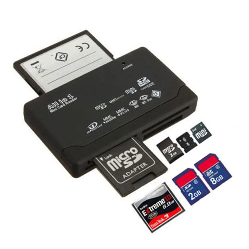 Lecteur de carte tout-en-un USB 2.0, adaptateur SD, prise en charge TF CF SD Mini SD SDHC MMC MS XD