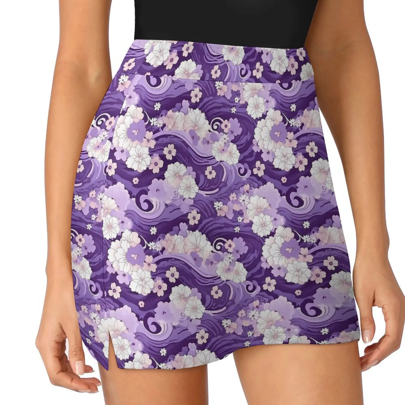 Japanese Art Skirt Women Purple Kimono Kawaii Mini Skirts Summer Aesthetic High-waisted Graphic Big Size Casual A-line Skirt