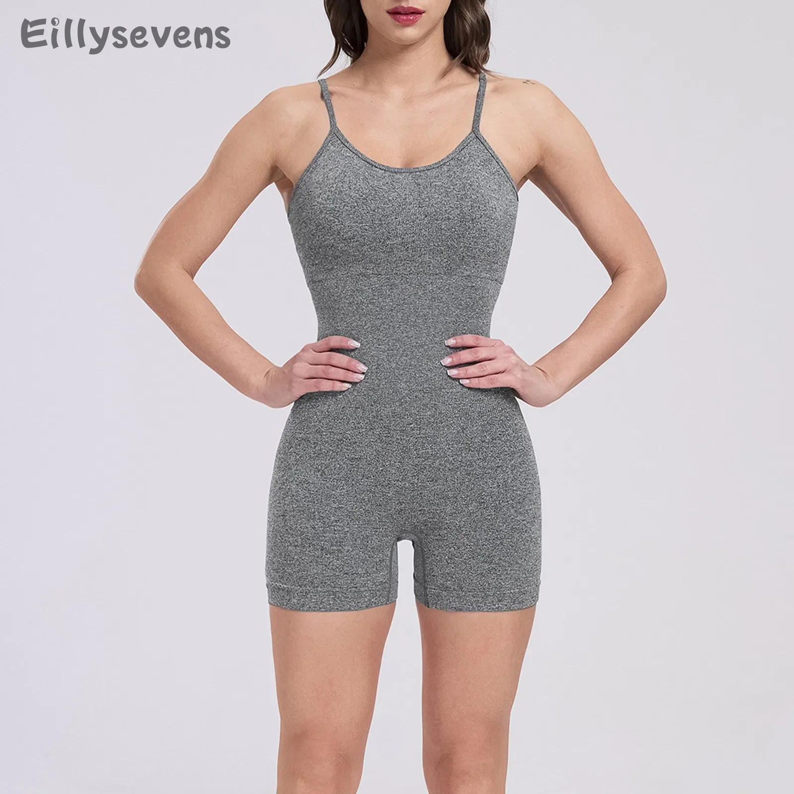 Women's One-piece sports shorts Summer Cool Suspender Shorts Seamless Yoga Jumpsuit Outdoor Sports Running Casual Shapewear traf