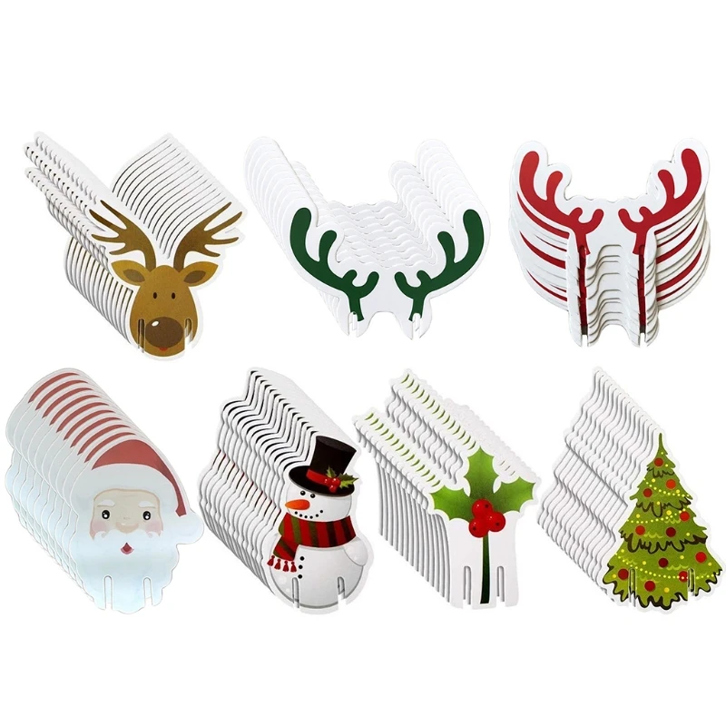 10pcs แก้วไวน์คริสต์มาสตกแต่งถ้วยการ์ด Xmas Goblet เครื่องหมายตกแต่งตารางสำหรับ Home PARTY เครื่องประดับปีใหม่ของขวัญ