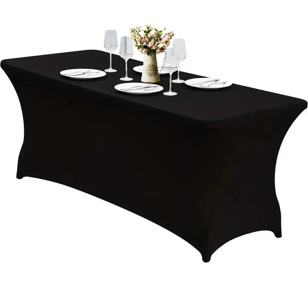 6FT/4FT Table Cover Tight Fitted Rectangular Spandex Tablecloth Stretch Washable Cocktail Table Decoration Wedding Event