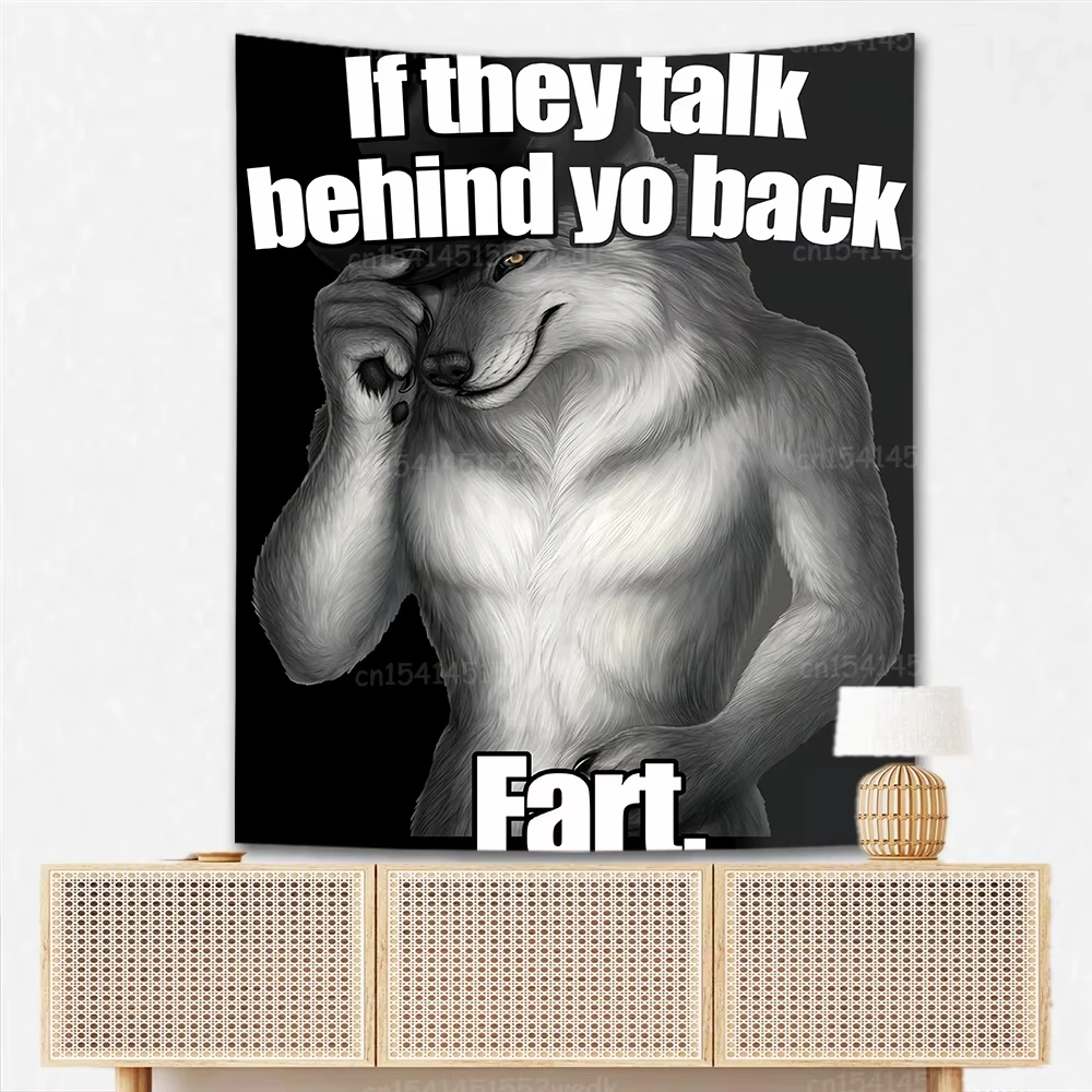 ايمو الأبيض الذئب يجلس ميمي نسيج بالذئب المفروشات لغرفة النوم المطبوعة ديكور المنزل لوحات غرفة المنزل النوم نسيج #3