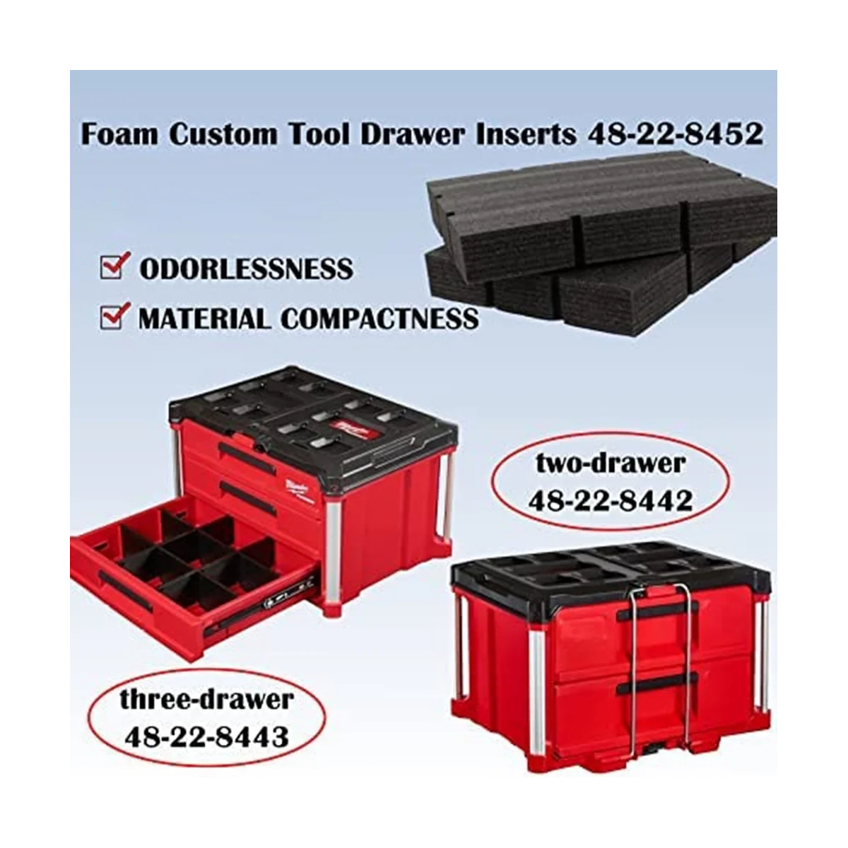 

Quality 48-22-8452 Foam Custom Tool Drawer Inserts for Packout Drawer Tool Boxes for Packout Foam Inserts