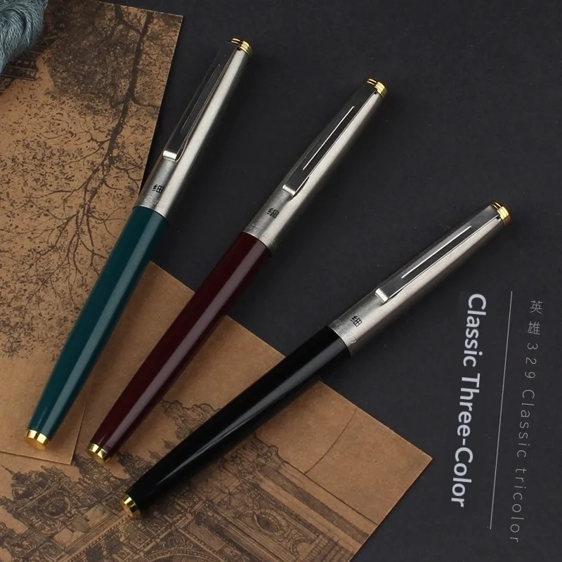 

Винтажная перьевая ручка Hero 329, 0.38 мм, ретро-дизайн, позолоченный колпачок, система заправки, иридиевое перо EF, плавное письмо, эстетичная канцелярия