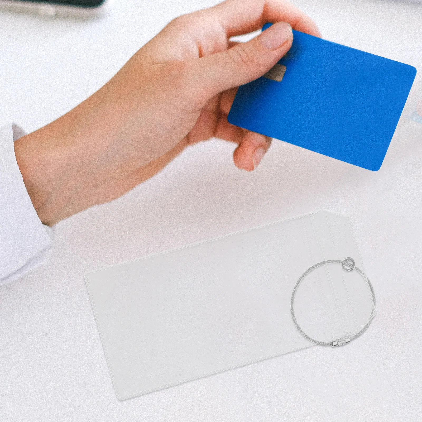 

5Sets Clear Badge Holder Lightweight Double Sided Transparent Card Sleeves for Work Office Id Card Protective Cover