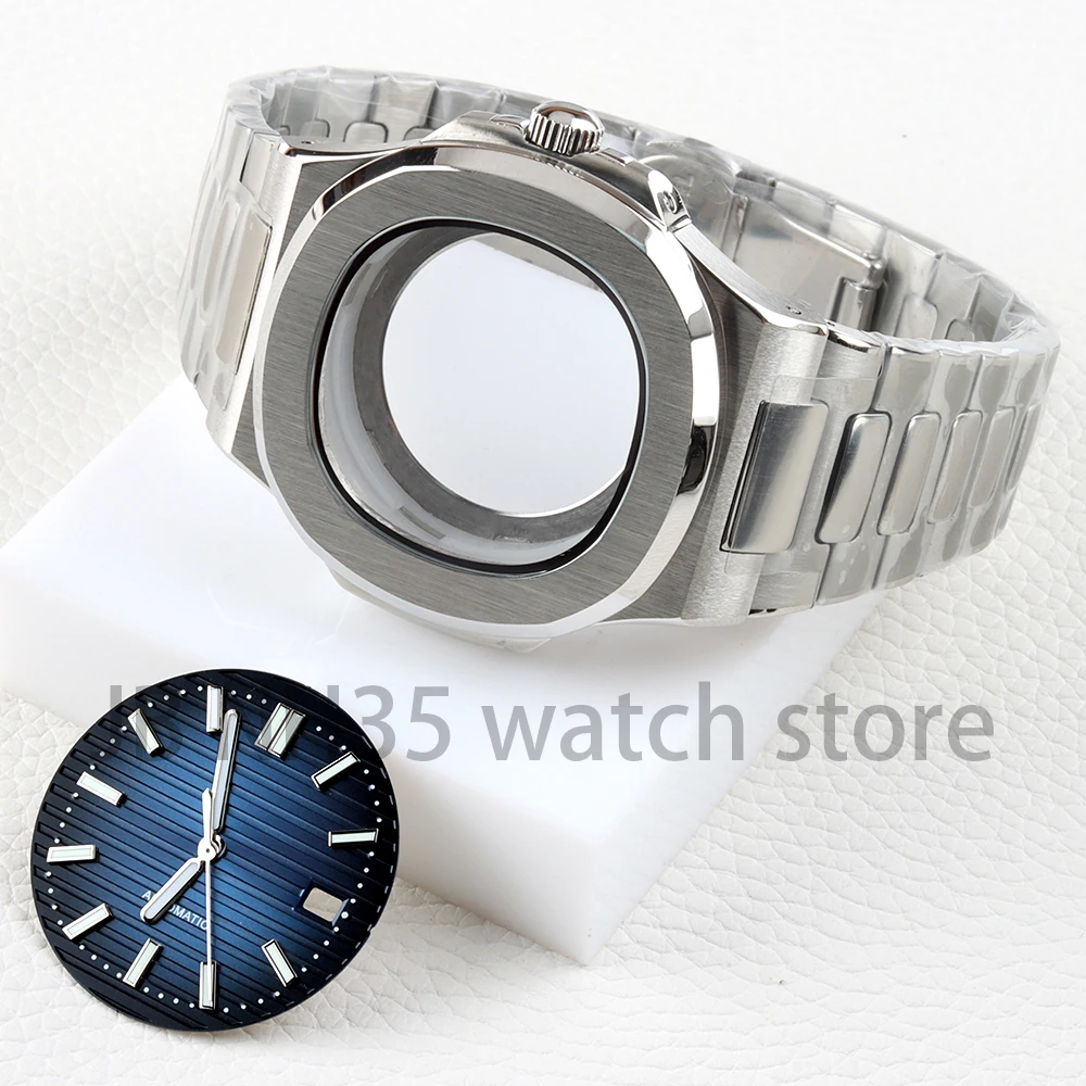 

Fit Nautilus Case 40MM NH35 Watch Case 30.5mm Dial Hands Green Luminous For NH35 NH36 NH38 Movement Stainless Steel Watch Parts