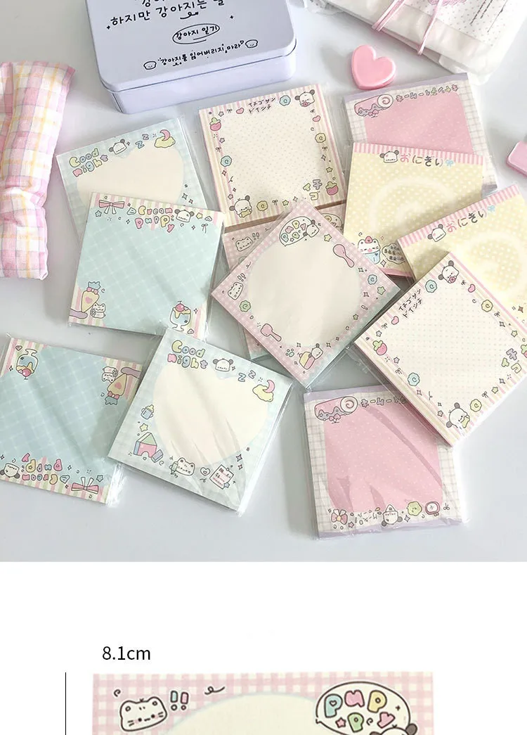 MINKYS 50 Blatt Kawaii Welpen, quadratische Notizblöcke, Papier, To-Do-Liste, Tagebuch, Notizpapier, DIY-Material, Schreibwaren – Detail 1