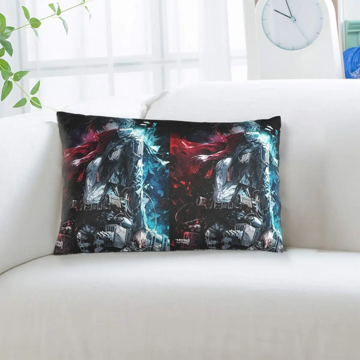 アニメ進撃の巨人ミカサ・アッカーマン長方形枕カバークッションカバー装飾寝室ベッドホームコンフォートスロー枕