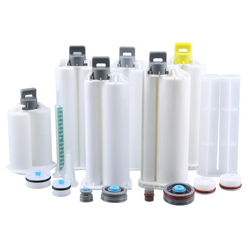 5Pcs 50ml AB Dual-Group Colloid Mixed Tube 1: 1/2: 1/10: 1 Dual Liquid Plastic Cylinder Epoxy Adhesive Cartridge For AB Glue Gun