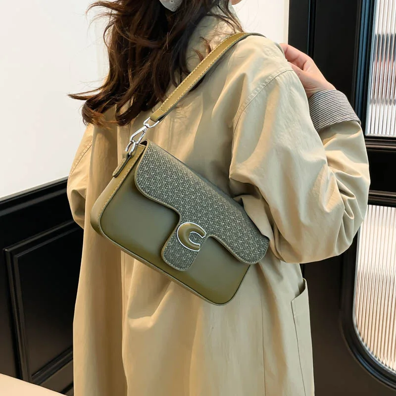 

2025 Korean-Inspired Square Bag for Women Color-Block Adjustable Crossbody Strap Shoulder Purse with Top Handle Niche Designer