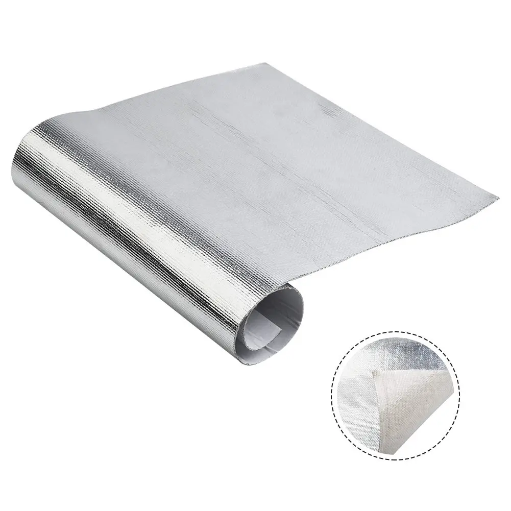 Car Heat Protection Film 1PC Car Accessories E-glass Fabric+Aluminum New Protective Film Mat Sound Deadener Insulation Hood