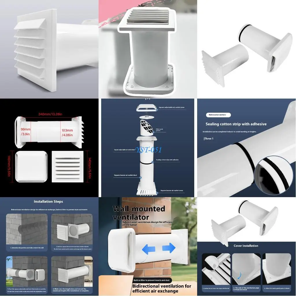

E15A Quiet Air Exchanger With Removable Meshing Filter for Interior Wall Installation