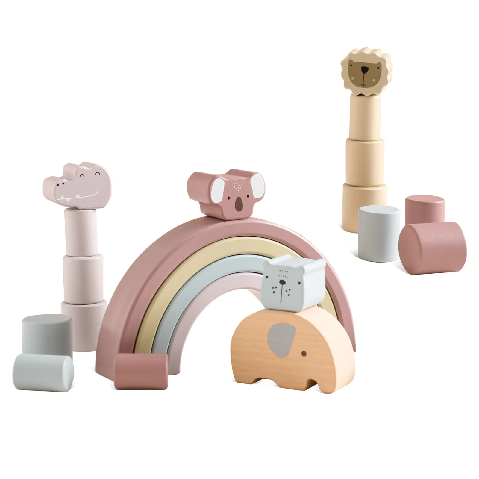 Décennie s d'empilage arc-en-ciel en bois éléphant, jouets d'équilibre, activités d'équilibre, cadeaux d'anniversaire préscolaires, YZ21