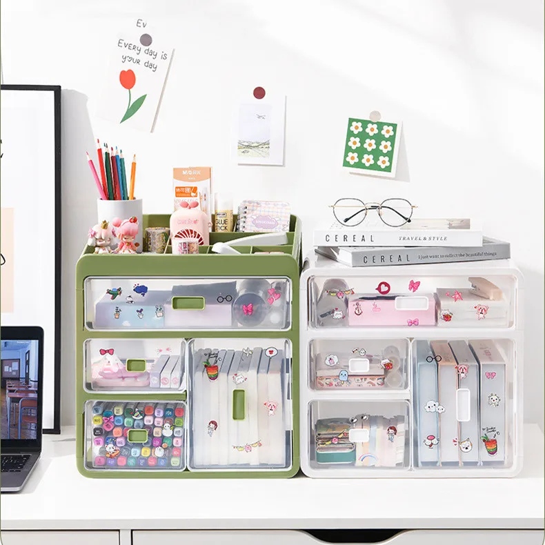 4 Layers INS Desktop Pull-Out Office Stationery Storage Box Bedroom Dormitory Cosmetics and Skincare Sundries Organizer