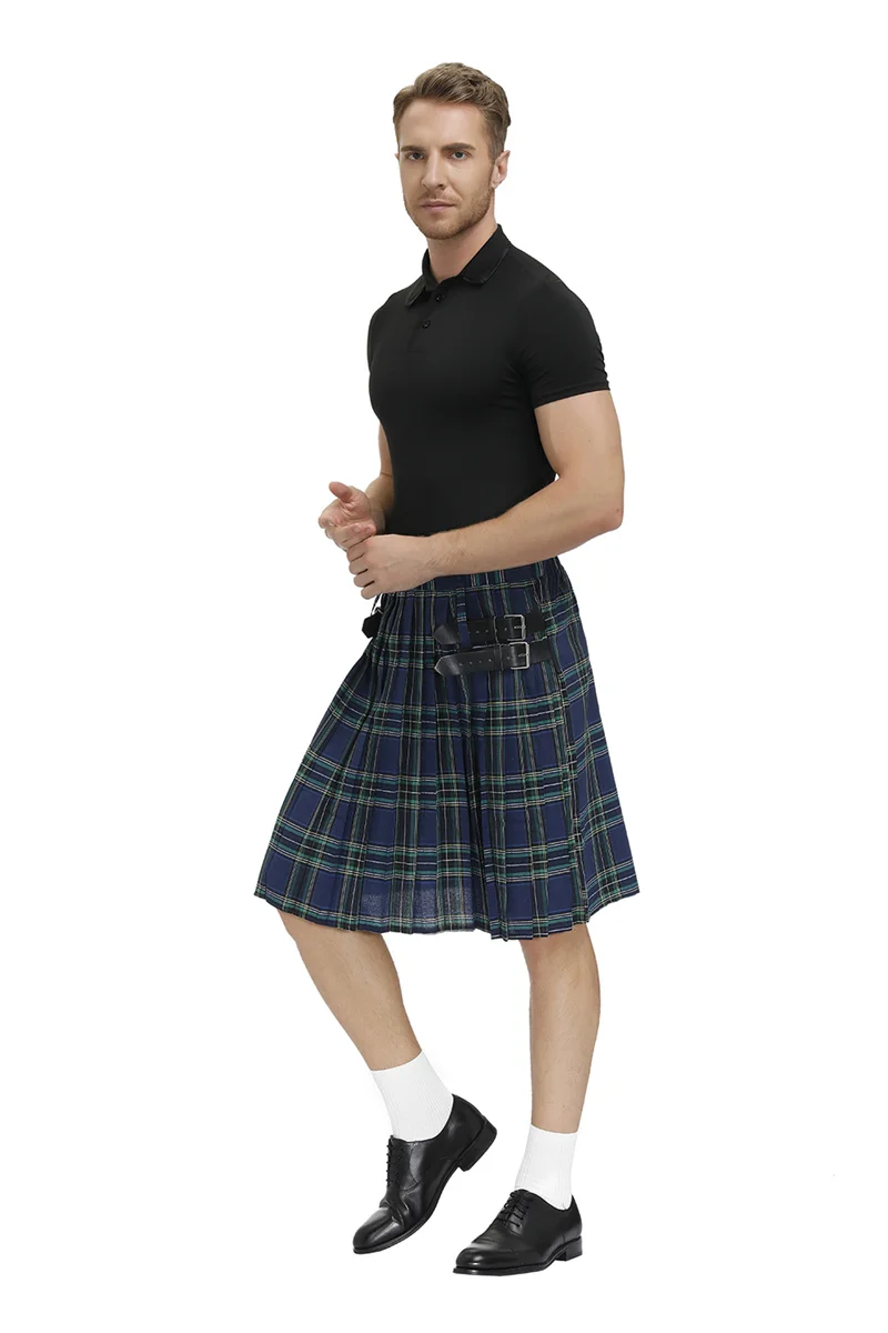 4 Colors Scottish Holiday Kilt Traditional Costume Men's Plaid Pleated Skirt Carnival Party Stage Performance Skirt