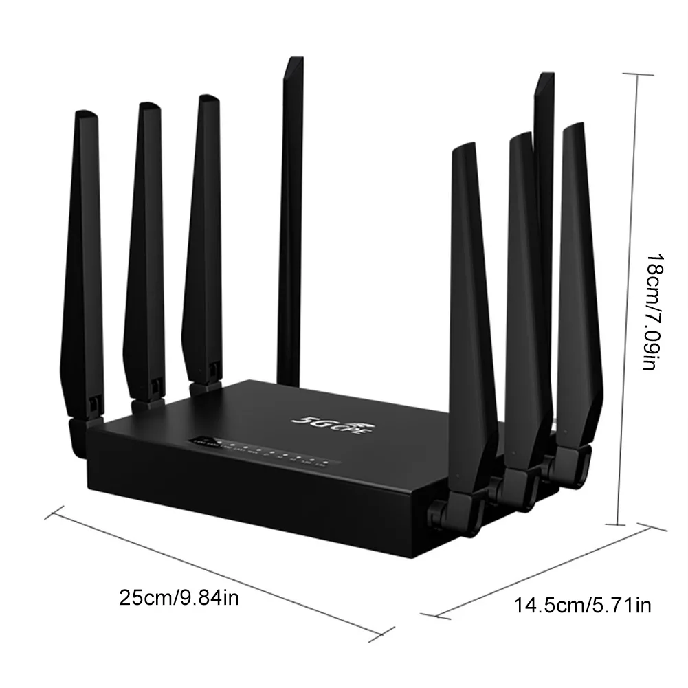 5G CPE WIFI6 راوتر ثنائي النطاق 2.4G + 5.8G موزع إنترنت واي فاي مع بطاقة SIM Solt دعم 32 مستخدم راوتر لاسلكي جيجابت إيثرنت راوتر