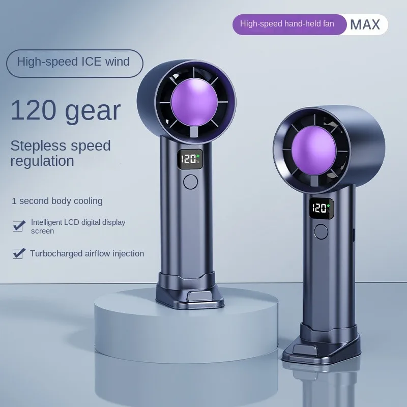 2025 مروحة تربو محمولة قابلة للطي و120 سرعة رياح مروحة شخصية صغيرة قابلة للتعديل تعمل بالبطارية مروحة محمولة #3