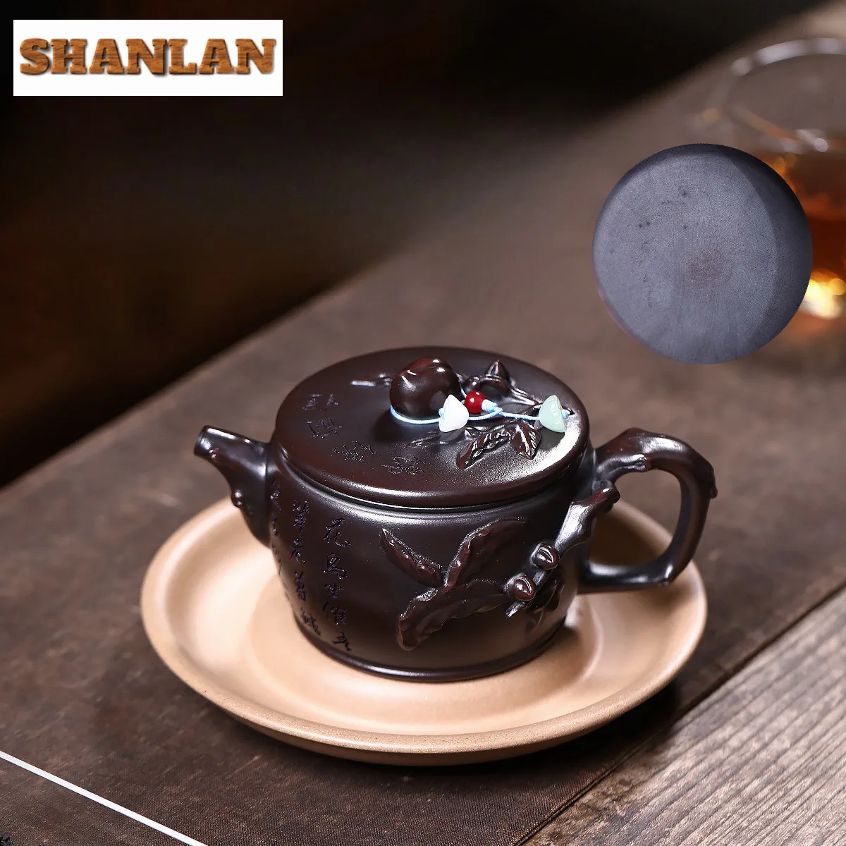 

330ml Aesthetic Yixing Purple Clay Teapots Handmade Large Caliber Pot Raw Ore Antique Brass Mud Tea Maker Kettle Zisha Tea Set