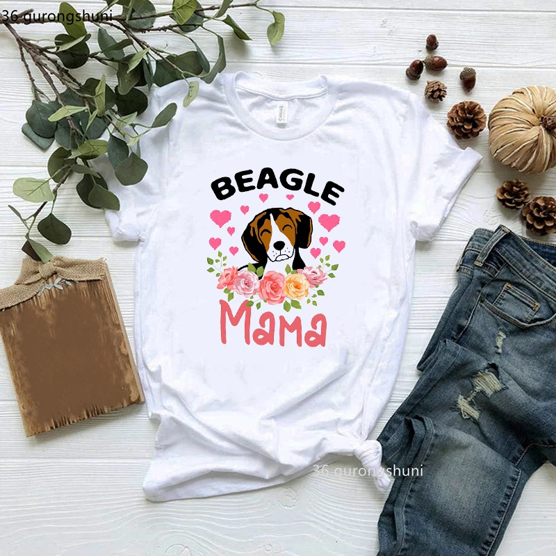 

New Hot Sale Women Tshirt Funny Beagle Mama Animal Print Tee Shirt Femme Summer Top Female Fashion Harajuku Shirt 90s Girls Tees