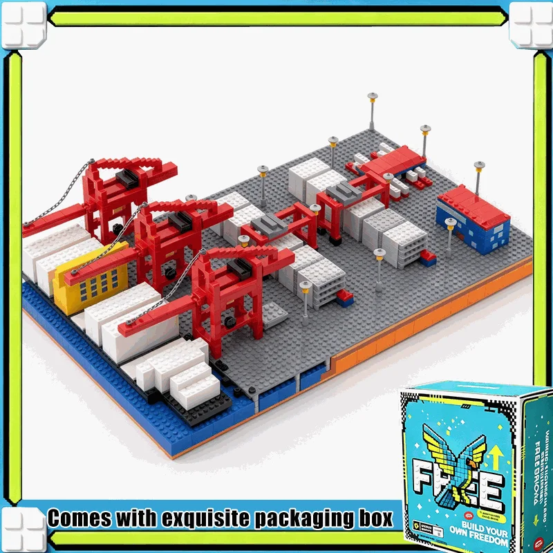 4093PCS Mini Container Terminal Port Crane Model Modular Building Blocks Custom Puzzle DIY Assembly Educational Toy Gift Decor
