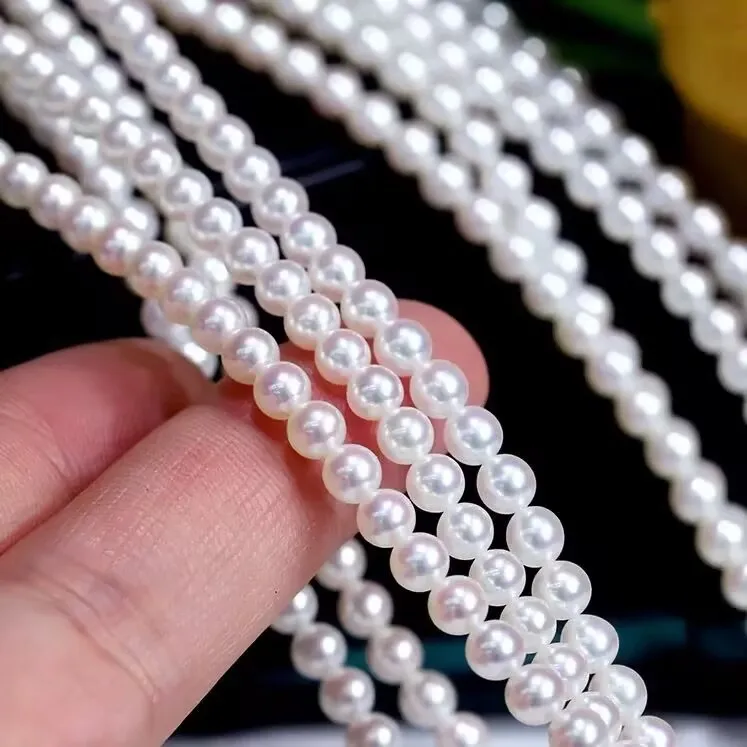 

Ожерелье из 18-каратного золота с натуральным пресноводным жемчугом, круглый безупречный Аврора диаметром 4-5 мм, холодный белый мерцающий детский рисовый жемчуг, элегантные ювелирные изделия