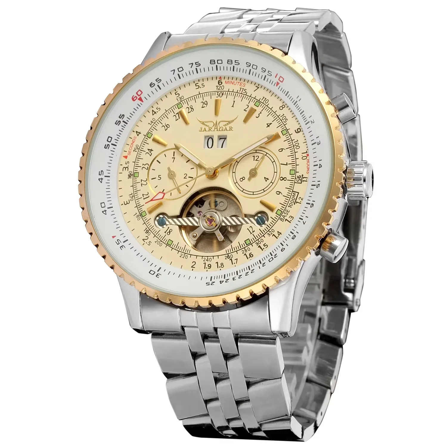 Jaragar 50 mm automatische mechanische Uhr für Herren, multifunktional, Datums-Monats- und Wochenanzeige, 3ATM wasserdicht, Business-Casual-Stil 6