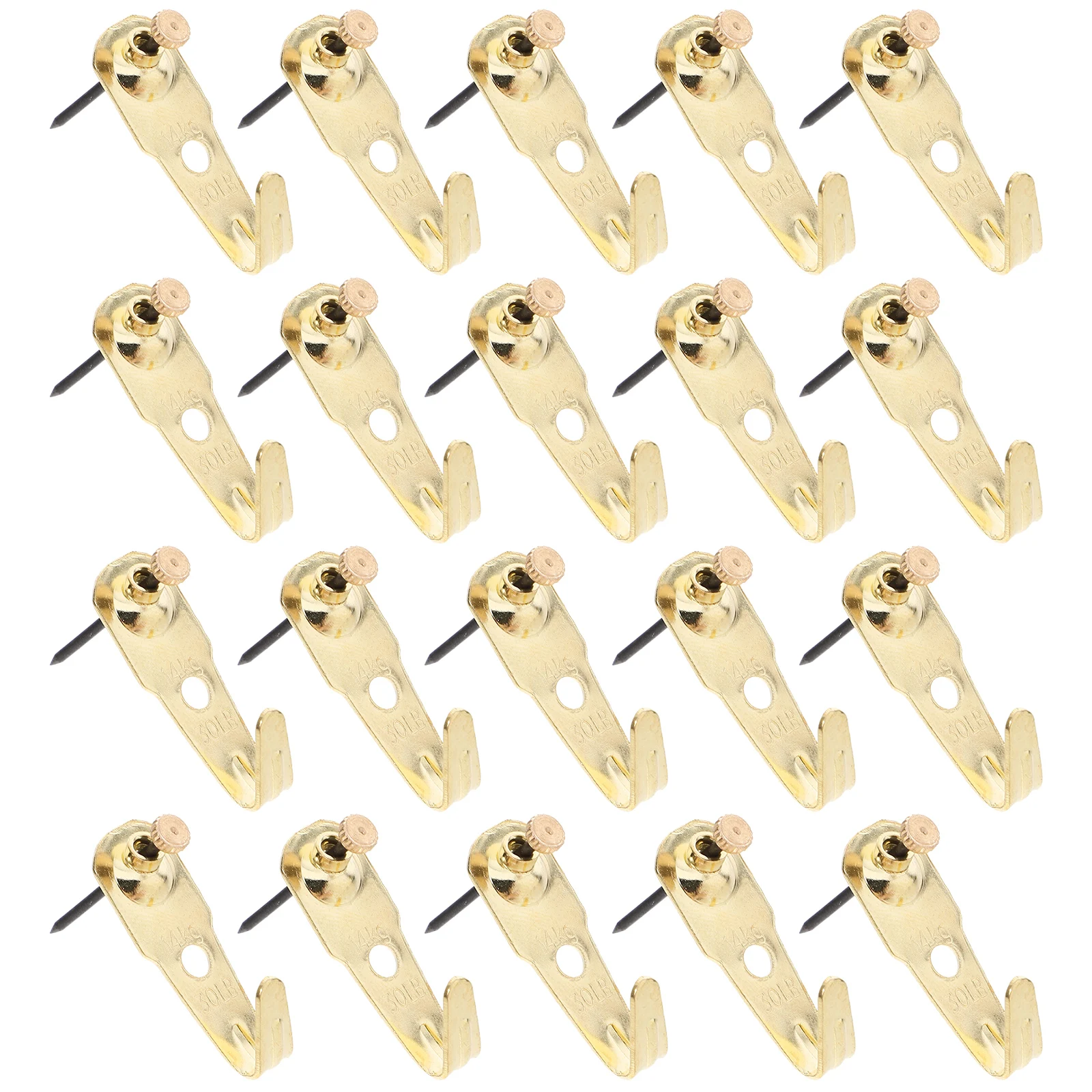 

30 set 30 Sets German Copper Head Studs Hooks Picture Hanging Hook 30LB Golden Heavy Duty Wall Photo Frame Hangers Small Hooks