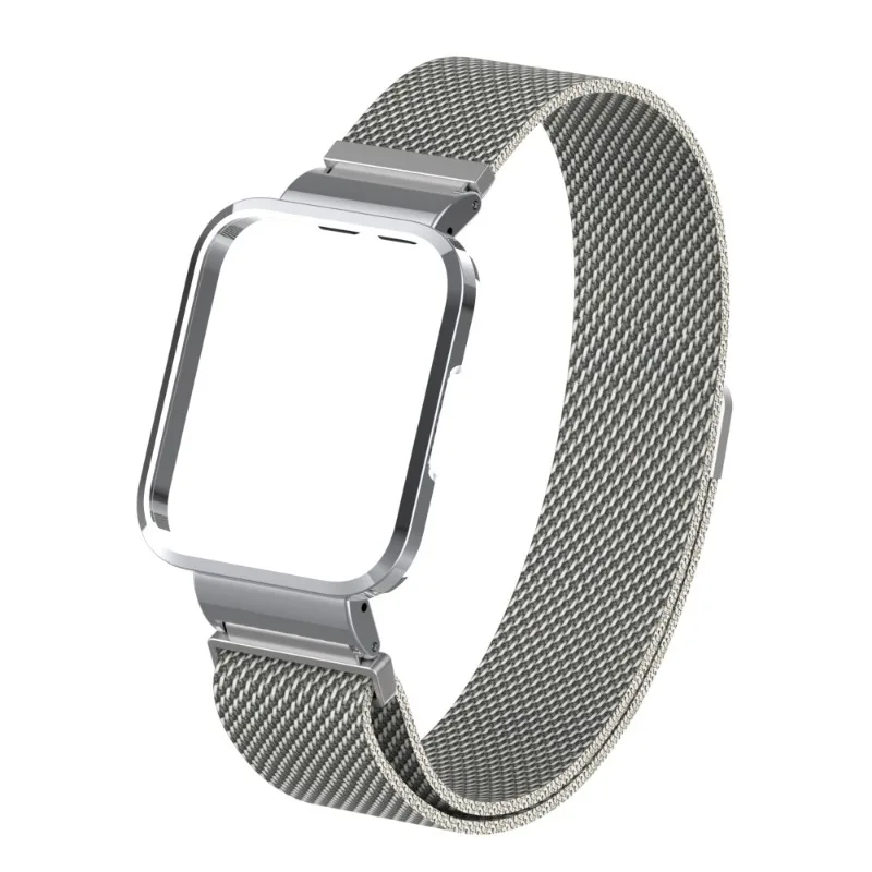 حزام لساعة شاومي ريدمي 2 لايت 3 سوار نشط ، ساعة مي مع حافظة حماية معدنية ، سوار حلقة مغناطيسي ممتص للصدمات لريدمي