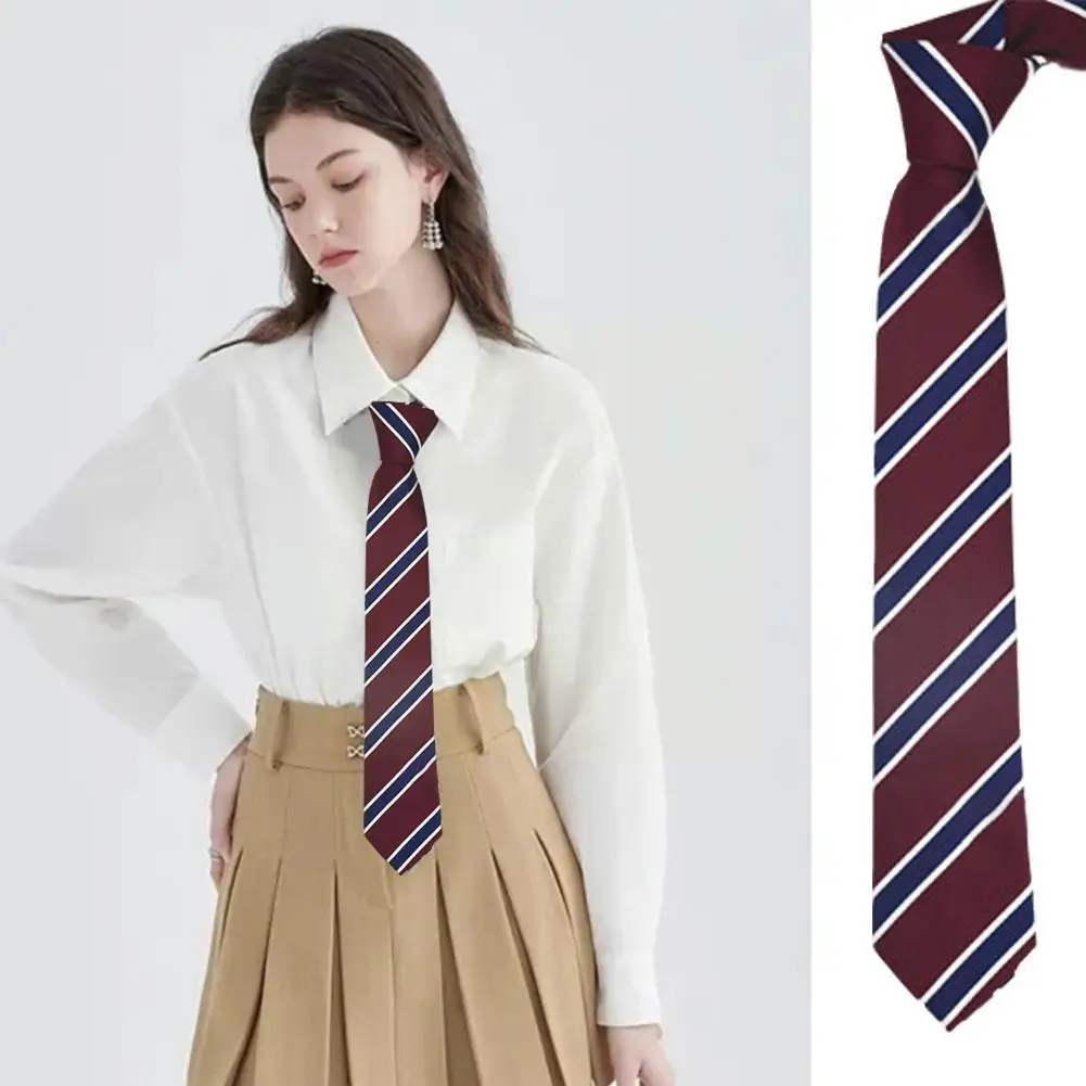 

Women Men Stripe Tie Retro Jacquard Neck Tie Slim Necktie College Trendy Simple JK Wear Accessories All-match Daily Korean U4Y5