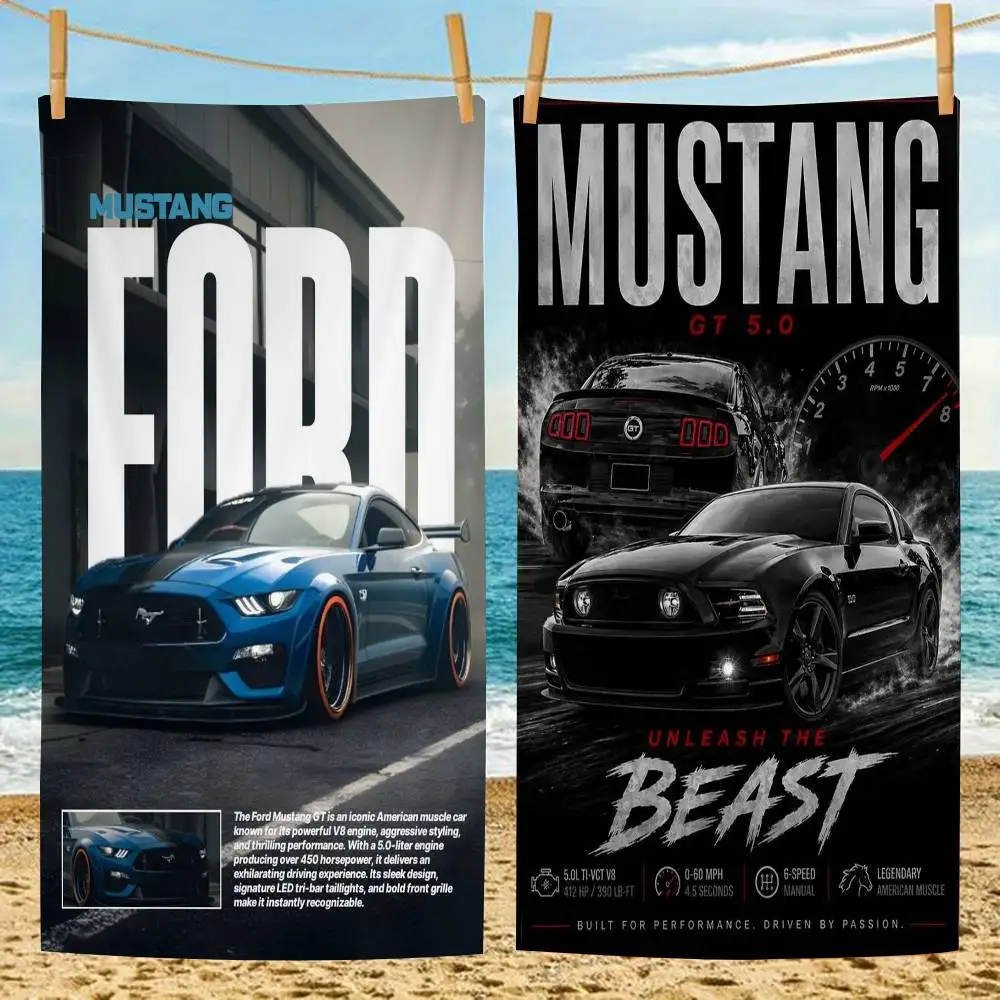 Car F-Fords Logo Anime Beach Swimming Towel Soft Absorbent Washcloth Children's Gifts For Kids Travel Camping Gym