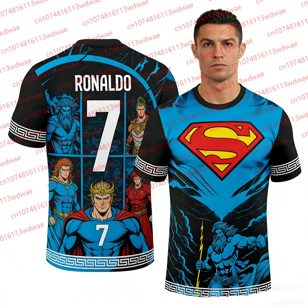 

2026 New Ronaldo 7 Superman 3D Printed Football Jersey Men's Casual Sports T-Shirt Fashion Short Sleeve Fan Trendy Clothing Top