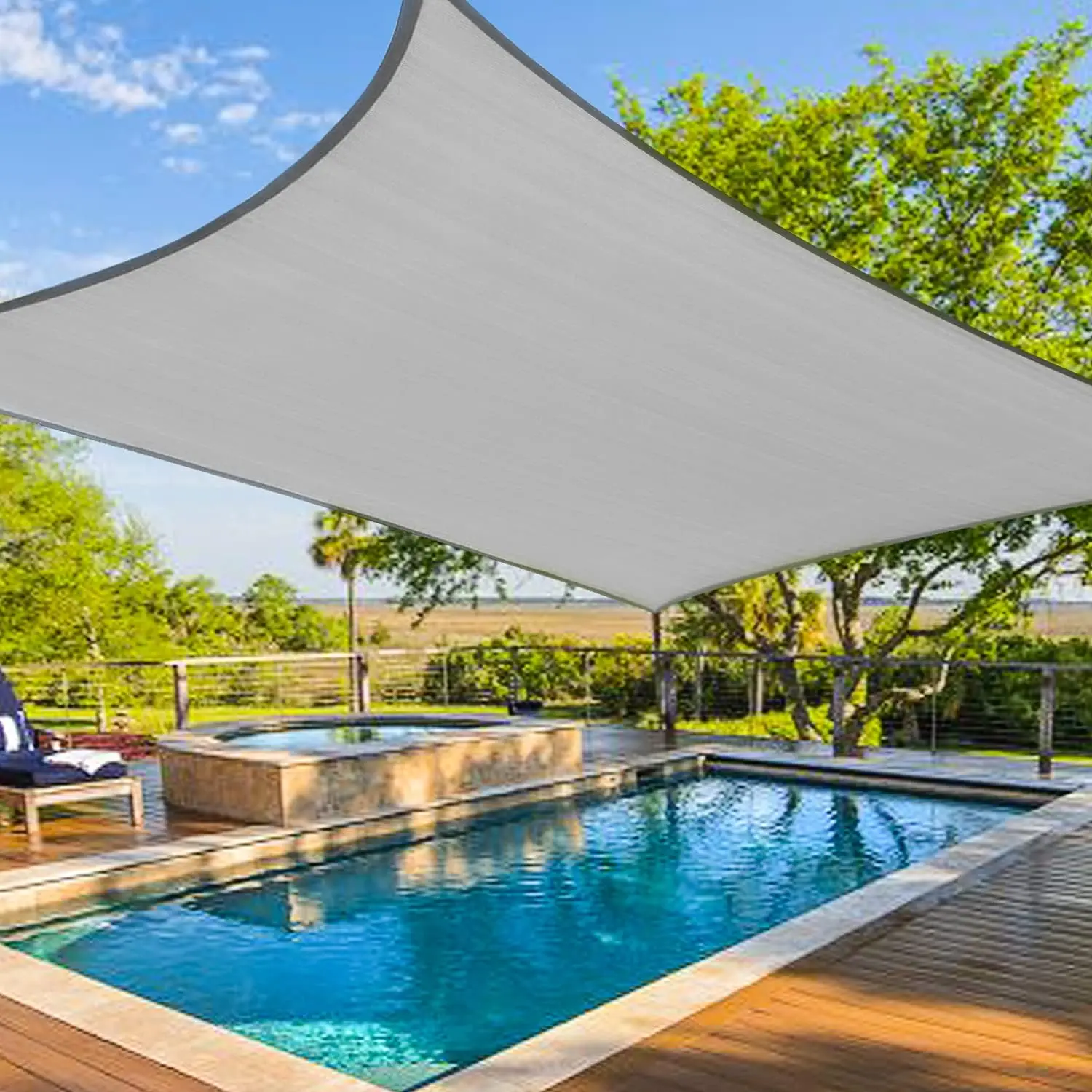 

12'X12' Sun Shade Sail Rec le Light Grey UV Block Breathable Outdoor Canopy Sunshades for Deck Garden Backyard, Custom