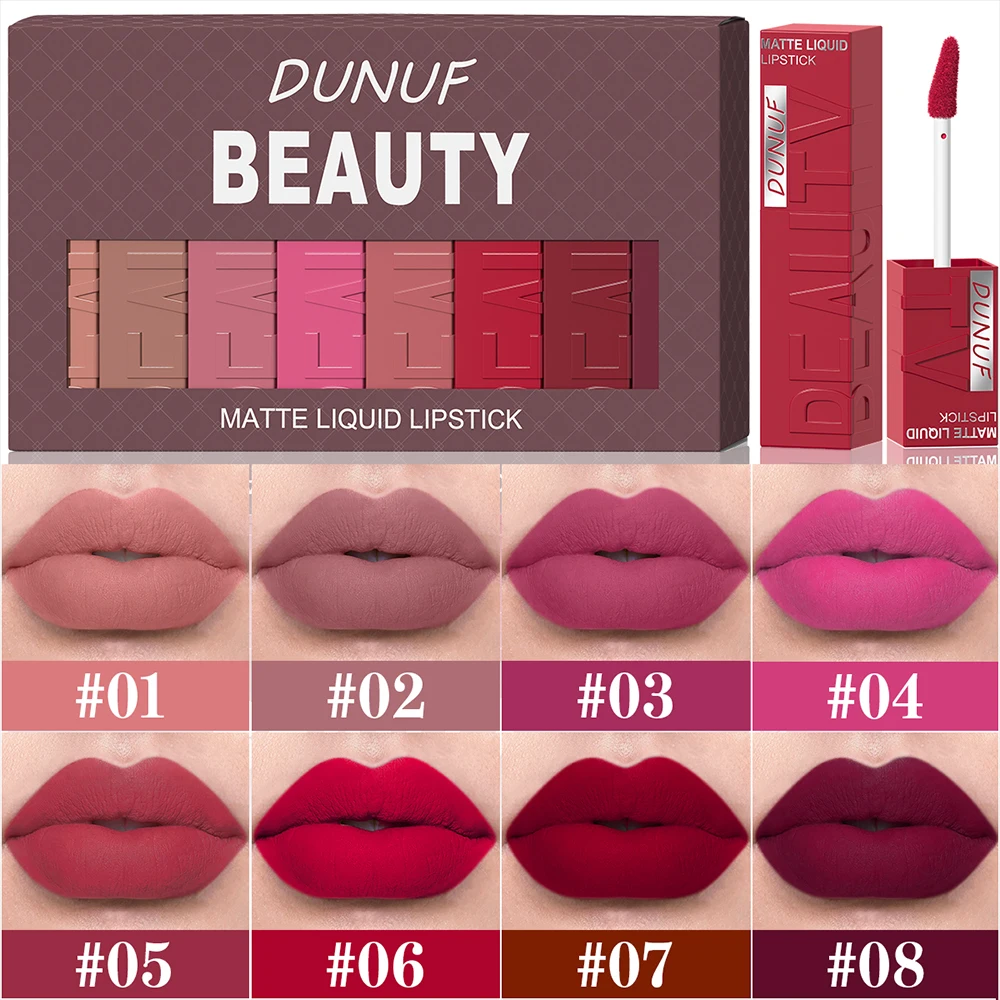 Set regalo di rossetti liquidi opachi da 8 pezzi: tonalità ricche e vibranti per ogni occasione, offerta di comfort di lunga tenuta e colori a copertura totale;