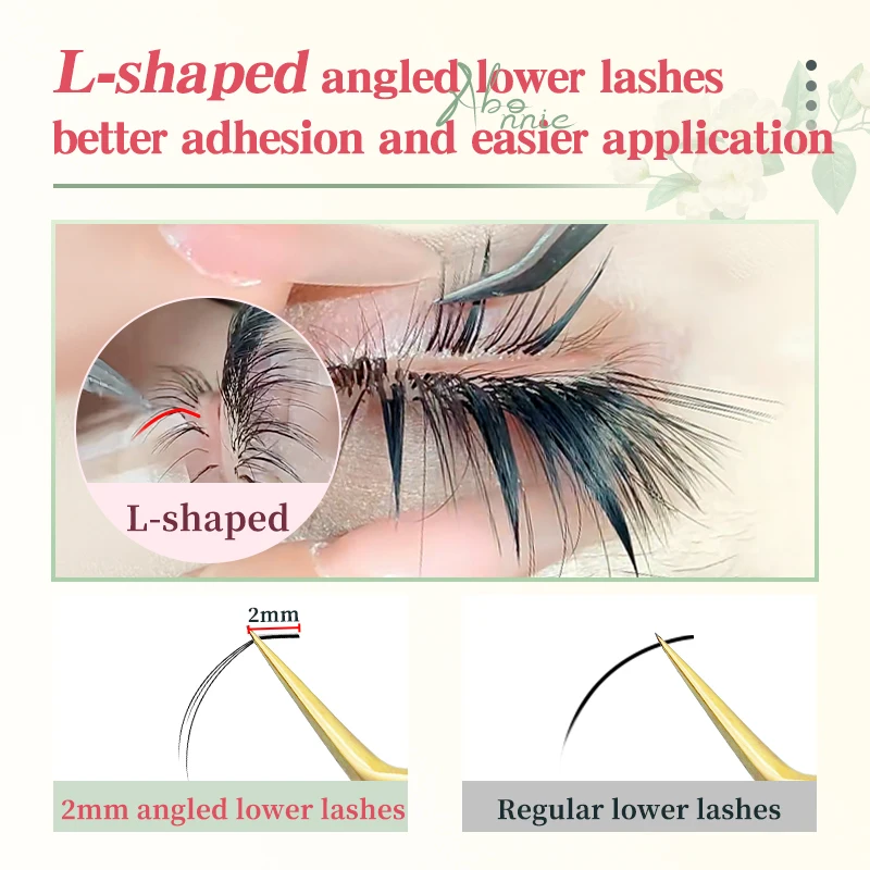 Abonnie LB Bottom Eyelashes 5-7mm Pre-Bundled Camellia Eyelashes Extensions Automatic Flowering Lashes LB Premade Spike Lashes