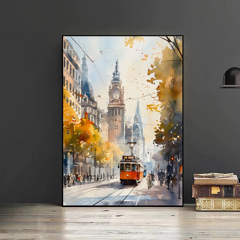 Retro Europe Travel City Paris Edinburgh Amalfi Coast Landscape Poster Canvas Painting Wall Art Pictures Home Hotel Decor