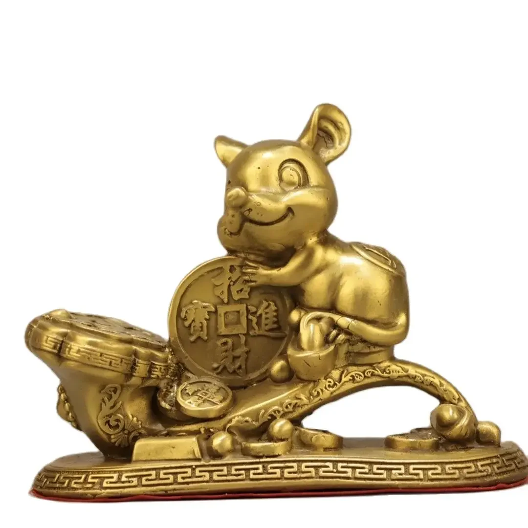 Wholesale brass utensils, new Chinese style Mickey Mouse, fortune seeking and auspicious mouse ornaments, safe and auspicious m