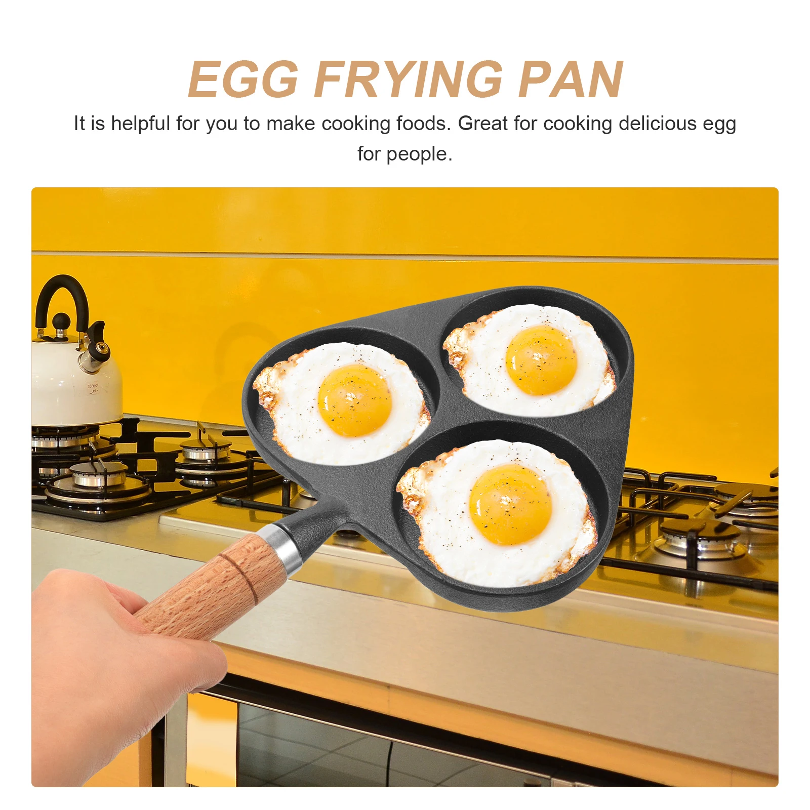 

3 Holes Frying Small Egg Frying Pan Pan Small Iron Cookware Breakfast Tools Poached Egg Pancake Easy Clean Sturdy H