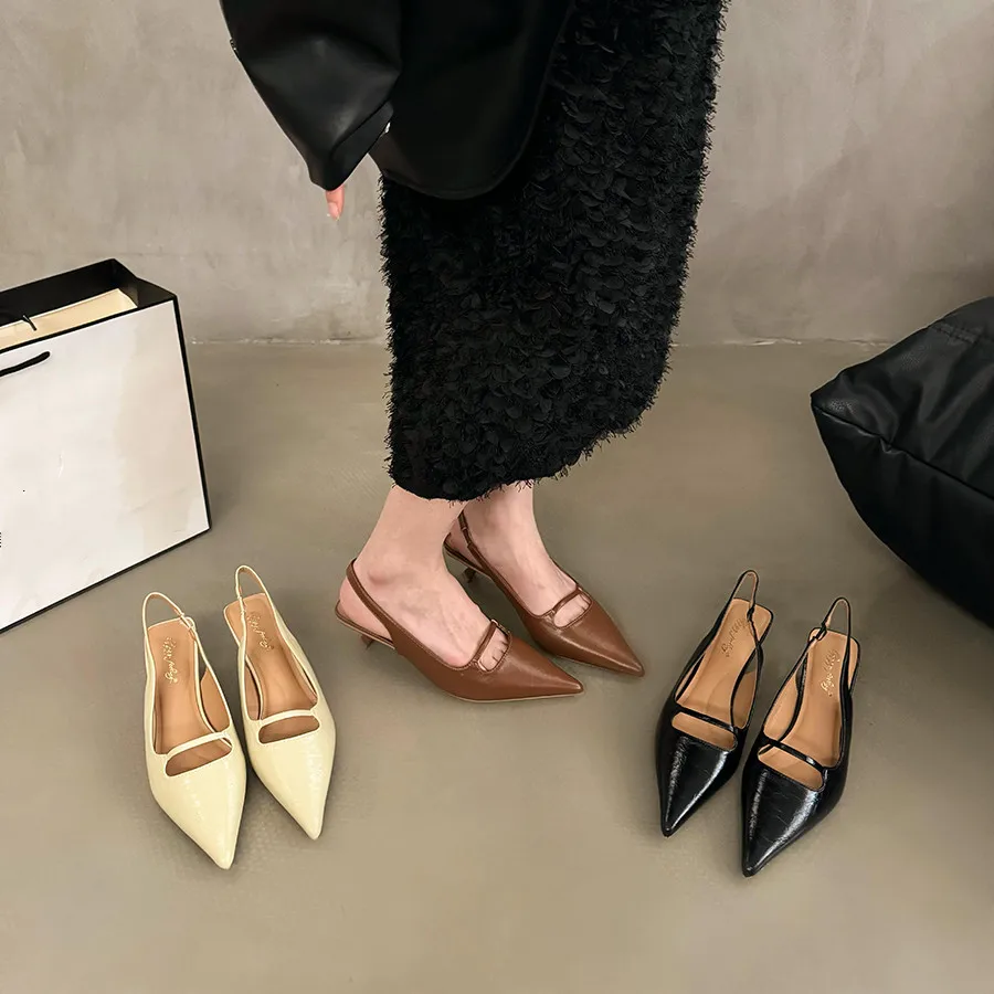 Bailamos Brand New Women Sandals Fashion Pointed Toe Shallow Ladies Elegant Slingback Shoes Shallow Dress Pumps Shoes Mujer