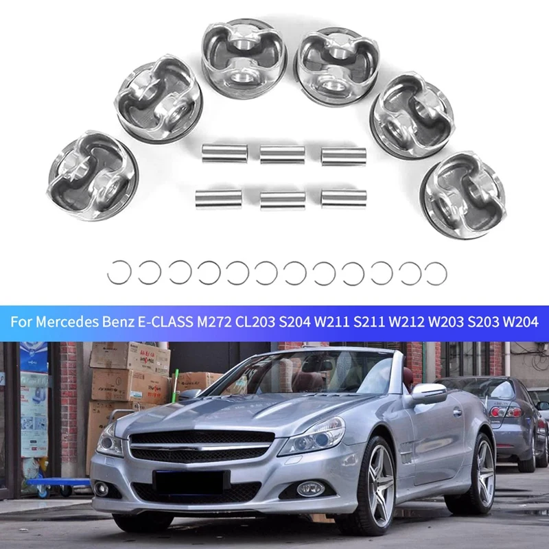 6 Pcs Pistons & Rings Accessories 2720303717 2720304017 A2720301018 For Mercedes Benz E-CLASS M272 CL203 S204 W211 S211 W212