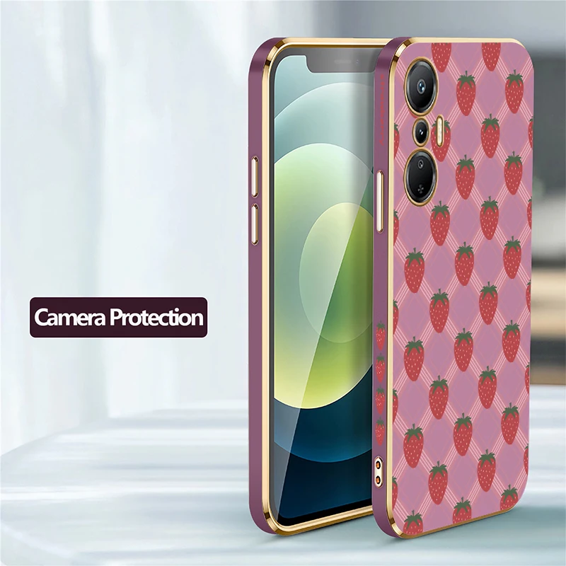 Luxe Aardbei Siliconen Telefoon Case Voor Infinix Hot 12 Spelen 11S 10S NFC 11 2022 10 Lite 10i 10T 9 Spelen 8 Schokbestendige Soft Cover