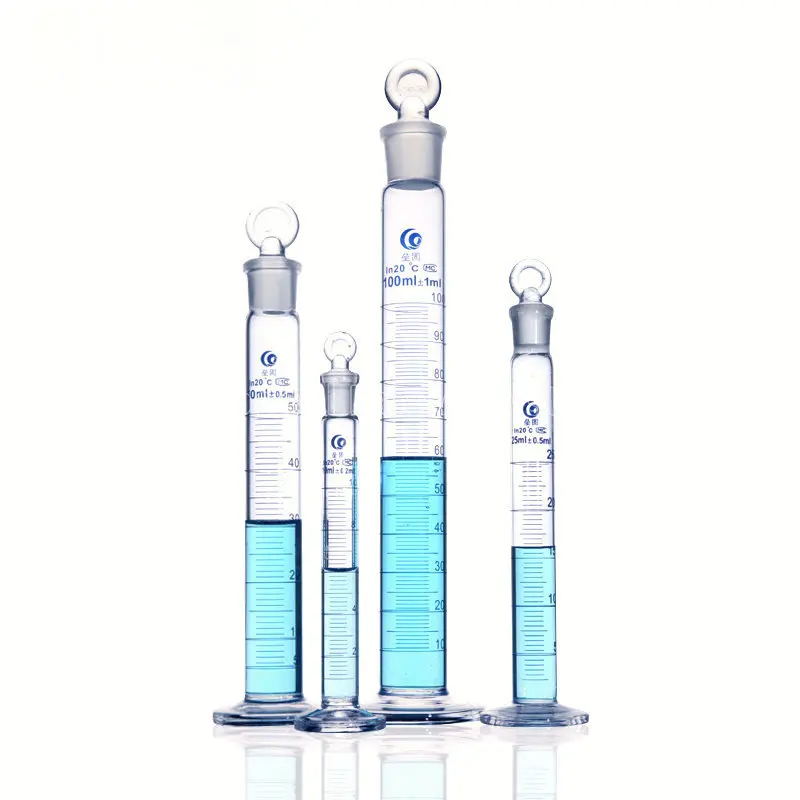 10ml-1000ml Leikaw Graduated Glass Measuring Cylinder with Plug Whole Sale Glass Container  chemistry laboratory equipment