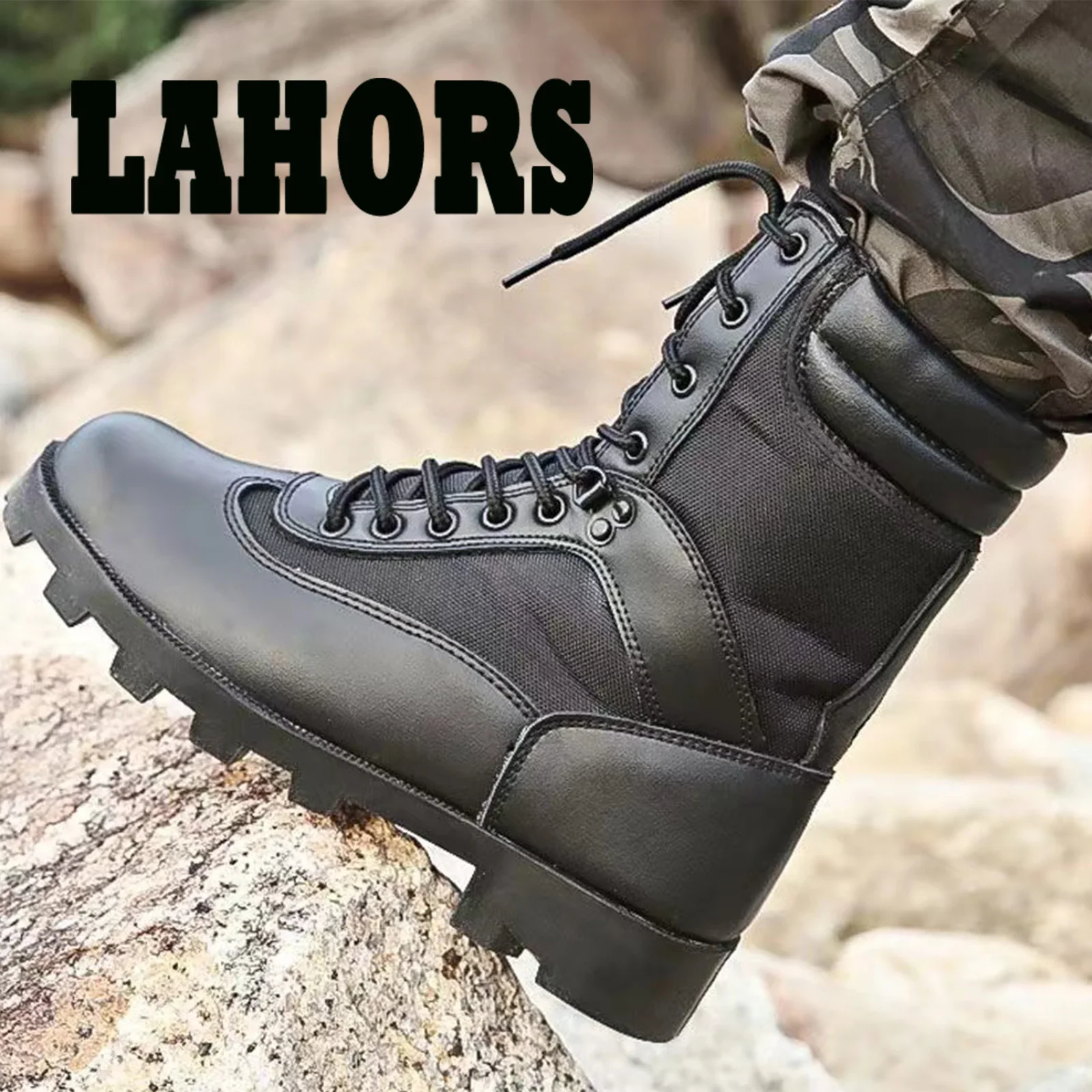 LAHORS® Leather Man Tactical Boots Sport Hiking Shoes Outdoor Ankle Desert Combat Boots Work Safety Shoes Botas Hombre