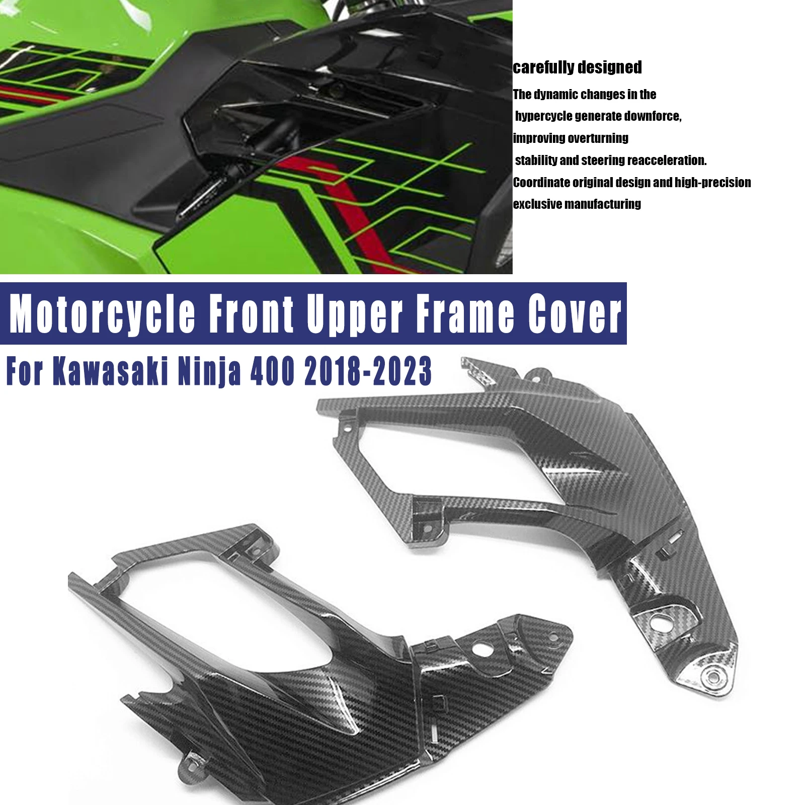 Motorcycle Side Panel Front Upper Frame Cover Fairing For Kawasaki Ninja 400 2018 2019 2019 2020 2021 2022 2023 ABS Carbon Fiber