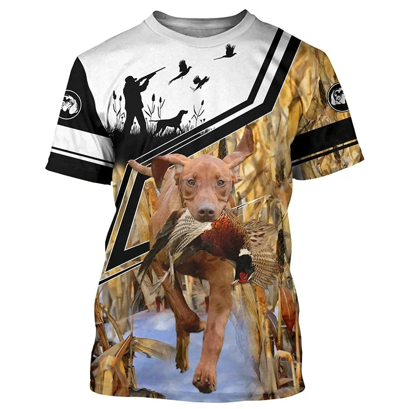 Men Tshirt Holiday，short sleeve clothing top, hunting animal pattern printed top T-shirt, summer men's outdoor T-shirt, S-6XL