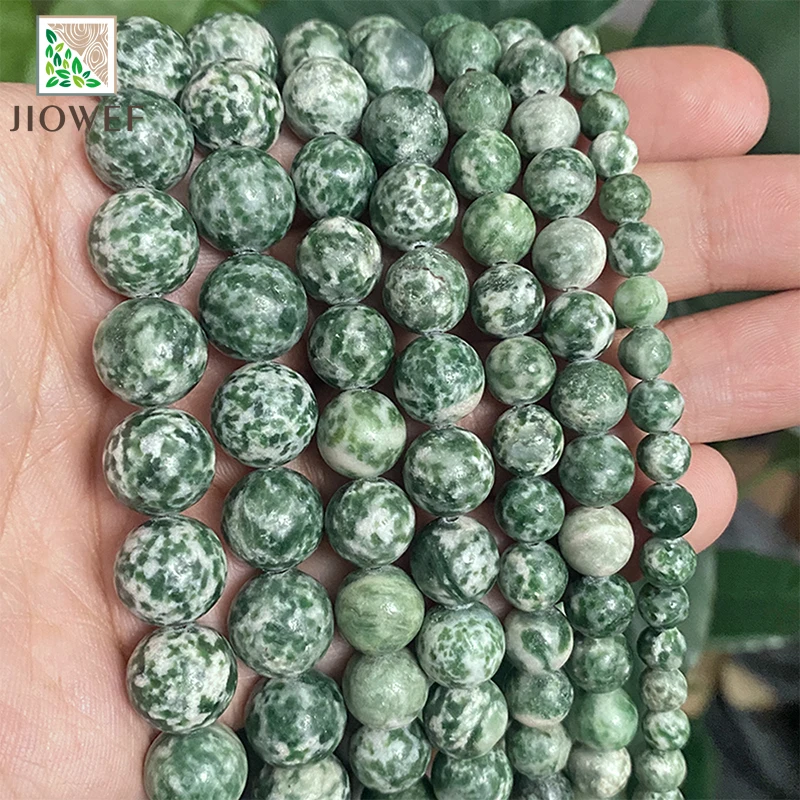 4/6/8/10/12mm Green Spot Jaspers Loose Round Beads For Handmade Jewelry Making Natural Stone Diy Bracelet Earrings 15