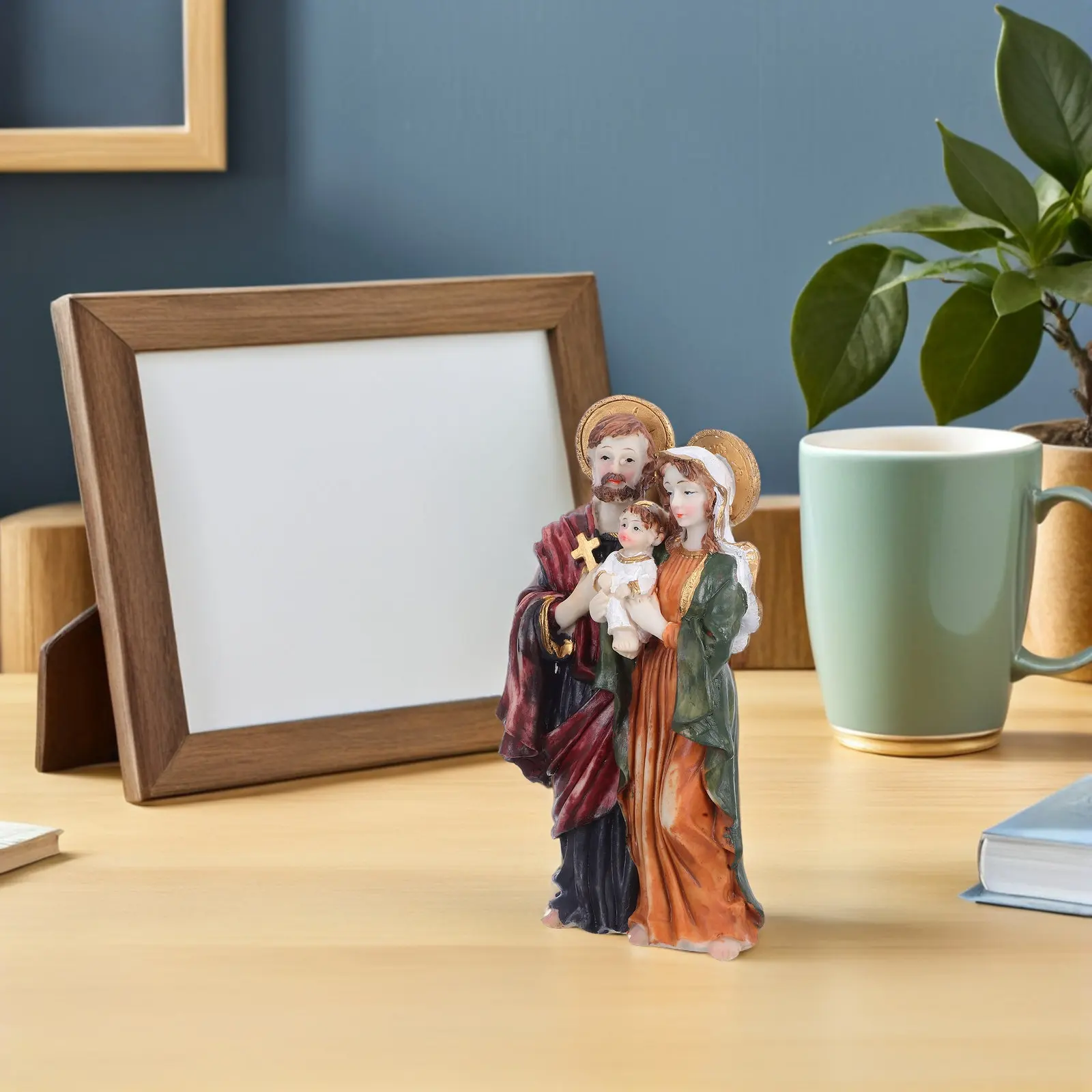 Resin Standing Statue Catholic Nativity Religious Sculpture Christmas Tabletop Home Decor Holiday Celebration Gift