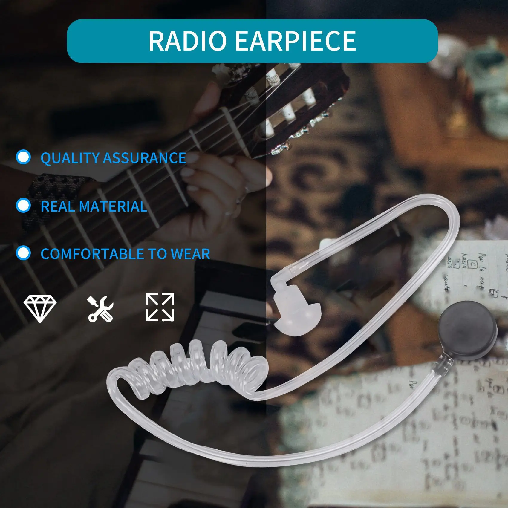 -ESTR Throat Mic Miniphone Covert Acoustic Tube Earpiece Headset For Motorola Two Way Radio