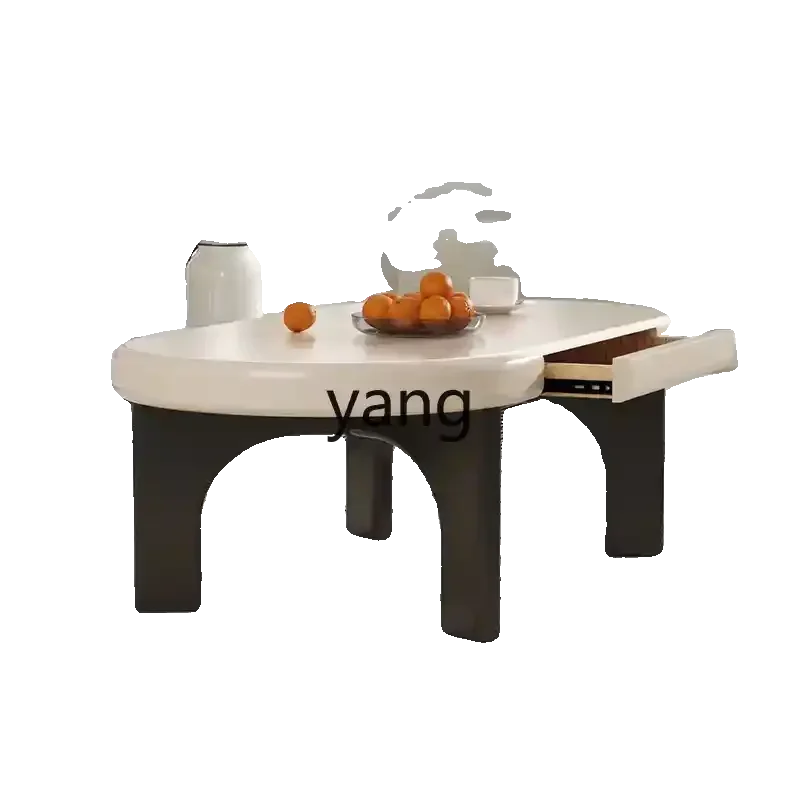 

YJQ oval coffee table light luxury high sense modern simple living room home cream style coffee table