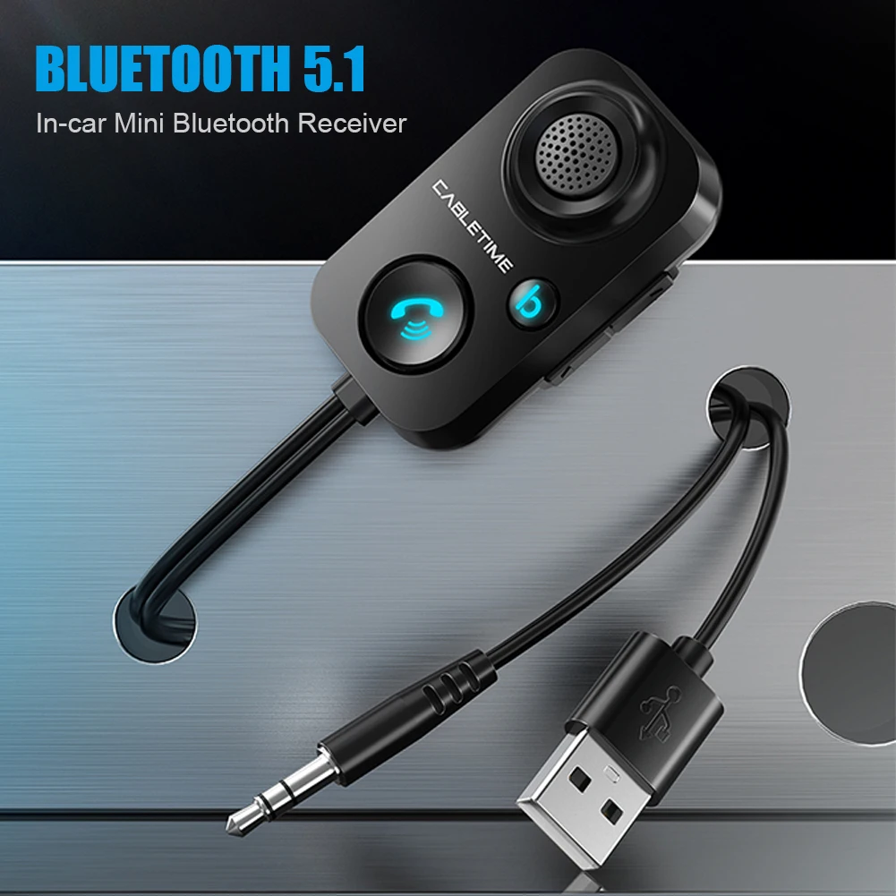 Bluetooth Receiver 5.1 AUX Audio 3.5mm Wireless Adapter for Hands-Free Car Amplifier Speaker Headphone Car Accessories